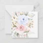 PixDezines Watercolor Dusty Blue Blush Pink Roses Mitteilungskarte (Rückseite)