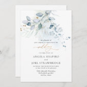 PixDezines Watercolor Dusty Blue Eucalyptus Einladung (Vorne/Hinten)