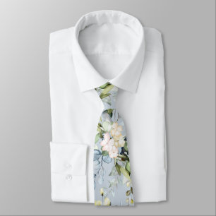PixDezines Watercolor Dusty Blue Gum Foliage Neck Krawatte