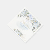 PixDezines Watercolor Dusty Blue Rose Babydusche Serviette (Ecke)