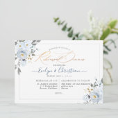 PixDezines Watercolor Dusty Blue Rose Einladung (Stehend Vorderseite)