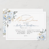 PixDezines Watercolor Dusty Blue Rose Einladung (Vorne/Hinten)