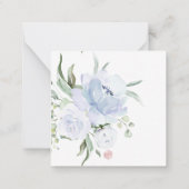 PixDezines Watercolor Dusty Blue Rose Vielen Dank Mitteilungskarte (Rückseite)