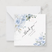 PixDezines Watercolor Dusty Blue Rose Vielen Dank Mitteilungskarte (Vorderseite)