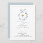 PixDezines Watercolor Dusty Blue Wreath Einladung (Vorne/Hinten)