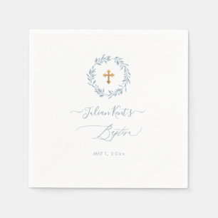 PixDezines Watercolor Dusty Blue Wreath Serviette