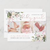 PixDezines Watercolor Dusty Pink Eukalyptus Birth Postkarte (Vorne/Hinten)