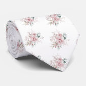 PixDezines Watercolor Dusty Pink Roses Neck Tie Krawatte (Gerollt)