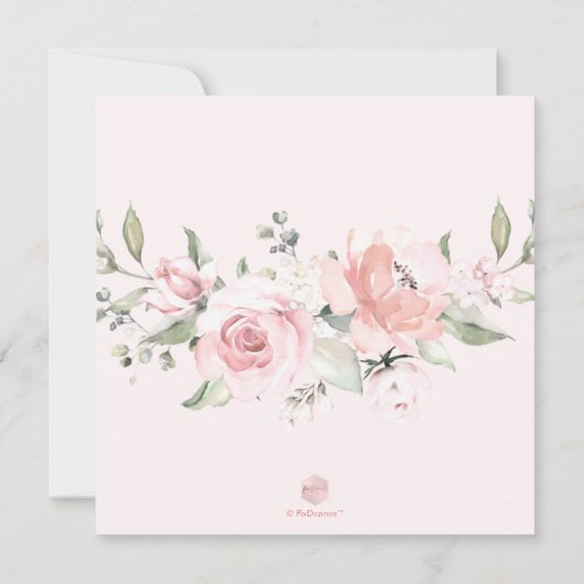 PixDezines Watercolor Dusty Rose Hochzeit Einladung (Rückseite)