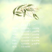 PixDezines Watercolor Eucalyptus Sprig Store Hours Fensteraufkleber (Blatt 3)