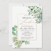 PixDezines Watercolor Eukalyptus Bridal Luncheon Einladung (Vorderseite)