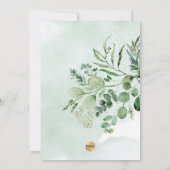 PixDezines Watercolor Eukalyptus Grüne Taufe  Einladung (Rückseite)