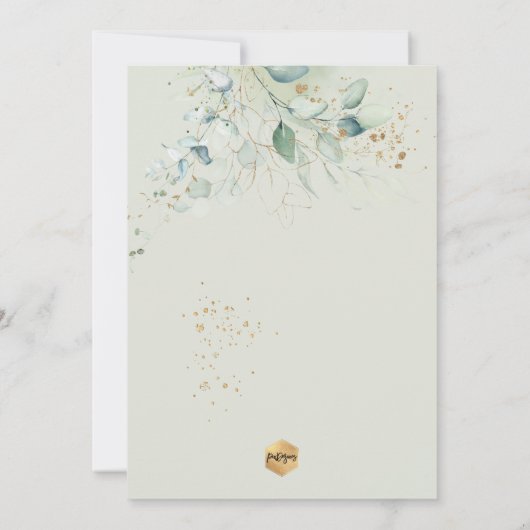 PixDezines Watercolor Eukalyptus Taufe Einladung (Rückseite)