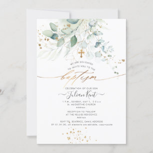 PixDezines Watercolor Eukalyptus Taufe Einladung