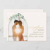 PixDezines Watercolor Eukalyptus Wreath Greenery Save The Date (Vorne/Hinten)