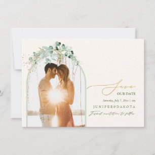 PixDezines Watercolor Eukalyptus Wreath Greenery Save The Date
