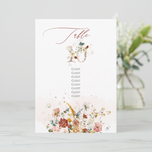 PixDezines Watercolor Fall Garden Blume Tabelle 10 Einladung (Stehend Vorderseite)
