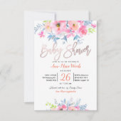 PixDezines Watercolor Garden Rose Kinderdusche Einladung (Vorderseite)