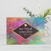 PixDezines Watercolor Geometric Bar Mitzvah Einladung (Stehend Vorderseite)