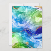 PixDezines Watercolor Gold+Tinte Green Blue Mitzva Einladung (Rückseite)