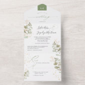 PixDezines Watercolor Green Gold Foliage All In One Einladung (Innen Boden)