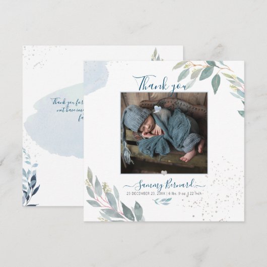 PixDezines Watercolor Greenerie Vielen Dank Einladung (Vorne/Hinten)