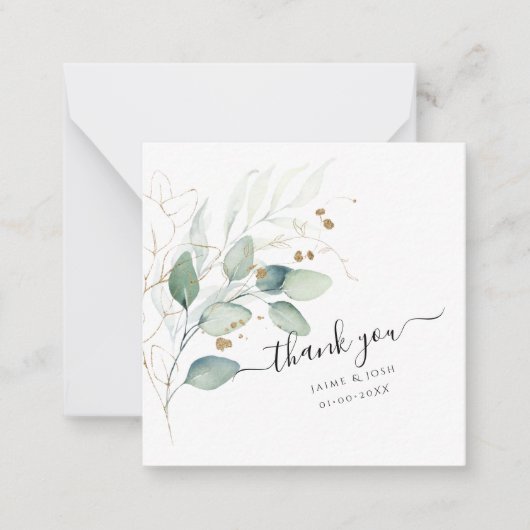 PixDezines Watercolor Grüne Eukalyptus Mitteilungskarte (Vorderseite)