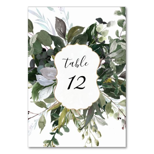 PixDezines Watercolor Grüne Eukalyptus Tischnummer (Vorderseite)