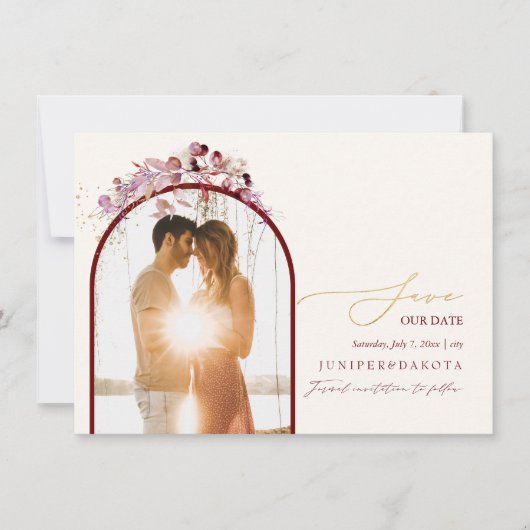 PixDezines Watercolor Herbst Eukalyptus Wreath Save The Date (Vorderseite)