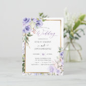 PixDezines Watercolor Lila Rose Hochzeit Einladung (Stehend Vorderseite)