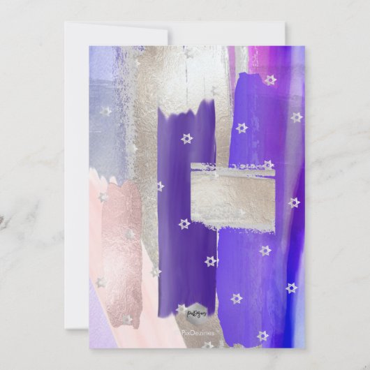 PixDezines Watercolor Lila Swatches Bar Mitzvah Einladung (Rückseite)