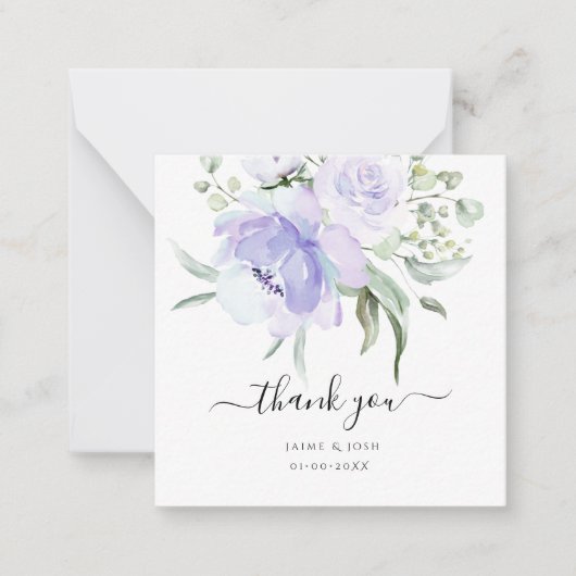 PixDezines Watercolor lilac Lila Rose Vielen Dank Mitteilungskarte (Vorderseite)