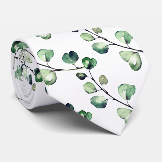 PixDezines Watercolor Lush Green Eukalyptus Krawatte (Gerollt)
