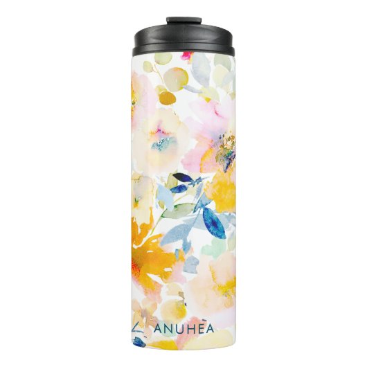 PixDezines WATERCOLOR MIDSUMMER GARDEN ROSE Thermosbecher (Vorderseite)