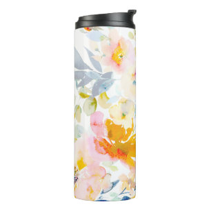 PixDezines WATERCOLOR MIDSUMMER GARDEN ROSE Thermosbecher