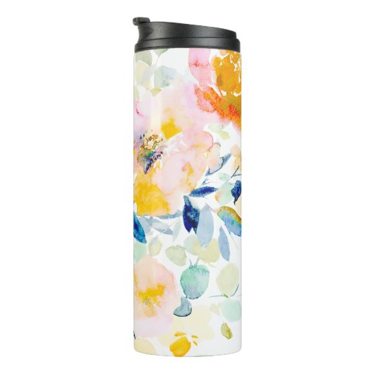 PixDezines WATERCOLOR MIDSUMMER GARDEN ROSE Thermosbecher (Nach rechts gedreht)