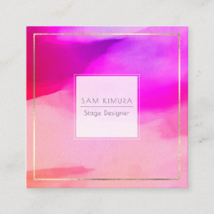 PixDezines Watercolor Moderne Wellen, Neon Pink Quadratische Visitenkarte