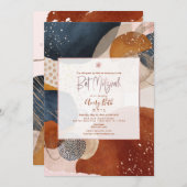 PixDezines Watercolor Modernes Abstraktes Bat Mitz Einladung (Vorne/Hinten)