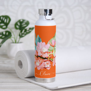 PixDezines Watercolor Orange Cymbidium Orchid Trinkflasche