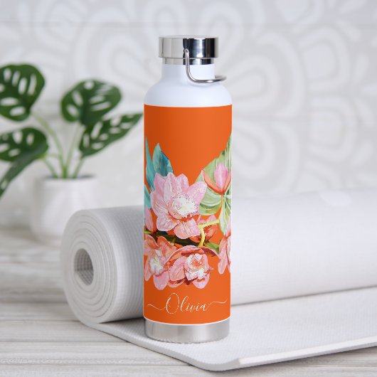 PixDezines Watercolor Orange Cymbidium Orchid Trinkflasche (Yoga)
