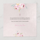 PixDezines Watercolor Peonies Baptême Merci Menükarte (Rückseite)