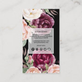 PixDezines Watercolor Peonies Blush Burgund Visitenkarte (Rückseite)