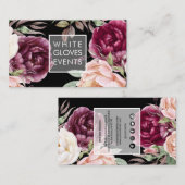 PixDezines Watercolor Peonies Blush Burgund Visitenkarte (Vorne/Hinten)