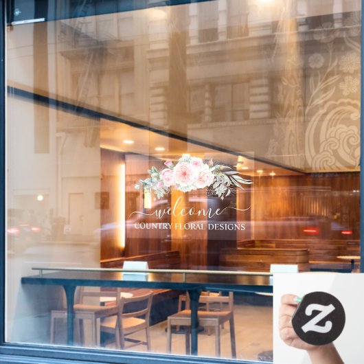 PixDezines Watercolor Peonies Eucalyptus Window Cl Fensteraufkleber (Café-Fenster)