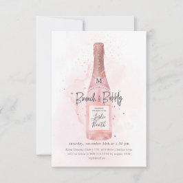PixDezines Watercolor Pink Champagne Brunch Bubbly Einladung