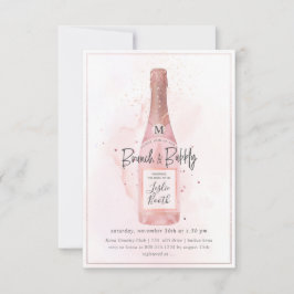 PixDezines Watercolor Pink Champagne Brunch Bubbly Einladung