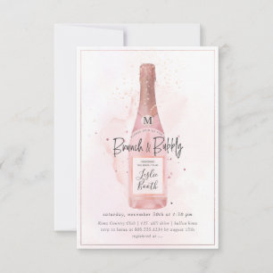 PixDezines Watercolor Pink Champagne Brunch Bubbly Einladung