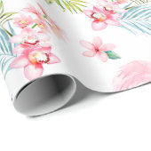 PixDezines Watercolor Pink Flamingos Kinderdusche Geschenkpapier (Rolleneckpunkt)