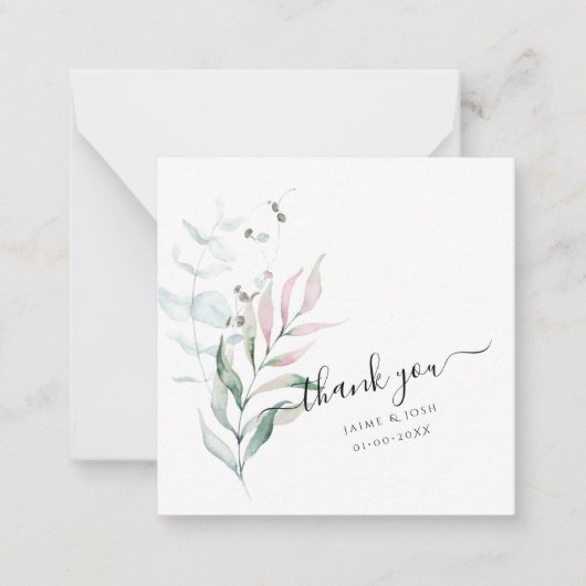 PixDezines Watercolor Pink Gum Eukalyptus Mitteilungskarte (Vorderseite)