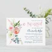 PixDezines Watercolor Pink Peonies Bat Mitzvah Einladung (Stehend Vorderseite)